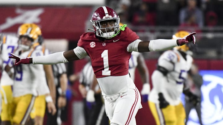 Nov 4, 2023; Tuscaloosa, Alabama, USA;  Alabama Crimson Tide defensive back Kool-Aid McKinstry (1)