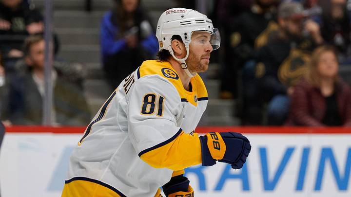 Dec 13, 2025; Denver, Colorado, USA; Nashville Predators center Jonathan Marchessault (81) after his goal in the first period against the Colorado Avalanche at Ball Arena. Mandatory Credit: Isaiah J. Downing-Imagn Images Dec 13, 2025; Denver, Colorado, USA; Nashville Predators center Jonathan Marchessault (81) after his goal in the first period against the Colorado Avalanche at Ball Arena. Mandatory Credit: Isaiah J. Downing-Imagn Images