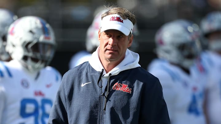 Mississippi head coach Lane Kiffin looks on before the game against Mississippi State.