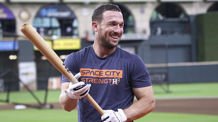 Aug 23, 2022; Houston, Texas, USA; Houston Astros third baseman Alex Bregman (2) smiles before the game against the Minnesota Twins at Minute Maid Park. Mandatory Credit: Troy Taormina-Imagn Images Aug 23, 2022; Houston, Texas, USA; Houston Astros third baseman Alex Bregman (2) smiles before the game against the Minnesota Twins at Minute Maid Park. Mandatory Credit: Troy Taormina-Imagn Images