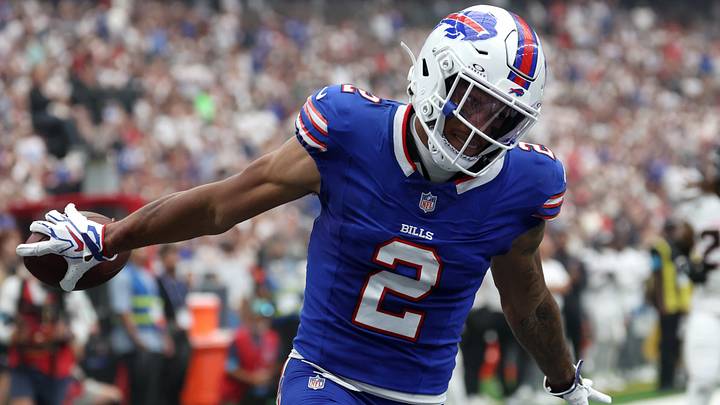 Sep 13, 2026; Houston, Texas, USA; Buffalo Bills wide receiver DJ Moore (2) celebrates after scoring a touchdown against the Houston Texans during the first half at Reliant Stadium. Mandatory Credit: Thomas Shea-Imagn Images Sep 13, 2026; Houston, Texas, USA; Buffalo Bills wide receiver DJ Moore (2) celebrates after scoring a touchdown against the Houston Texans during the first half at Reliant Stadium. Mandatory Credit: Thomas Shea-Imagn Images