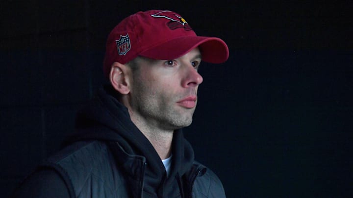 Dec 31, 2023; Philadelphia, Pennsylvania, USA;  Arizona Cardinals head coach Jonathan Gannon in the tunnel before game against the Philadelphia Eagles at Lincoln Financial Field. Mandatory Credit: Eric Hartline-Imagn Images