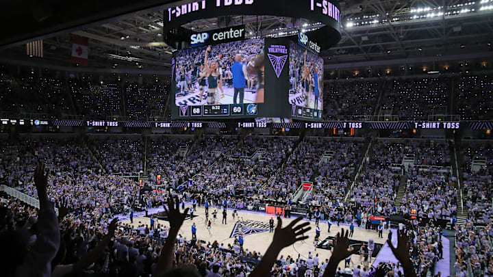 Sep 17, 2025; San Jose, California, USA; SAP Center during the fourth quarter of the Golden State Valkryies vs. Minnesota Lynx game two of round one for the 2025 WNBA Playoffs at SAP Center. Mandatory Credit: David Gonzales-Imagn Images