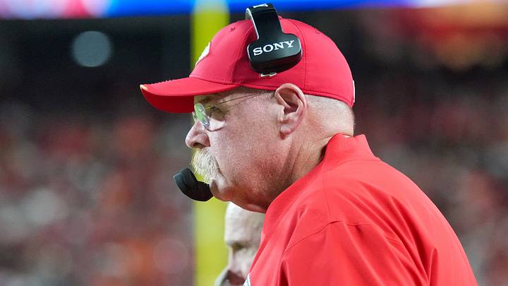 Sep 14, 2026; Kansas City, Missouri, USA; Kansas City Chiefs head coach Andy Reid watches play against the Denver Broncos during the game at GEHA Field at Arrowhead Stadium. Mandatory Credit: Denny Medley-Imagn Images Sep 14, 2026; Kansas City, Missouri, USA; Kansas City Chiefs head coach Andy Reid watches play against the Denver Broncos during the game at GEHA Field at Arrowhead Stadium. Mandatory Credit: Denny Medley-Imagn Images