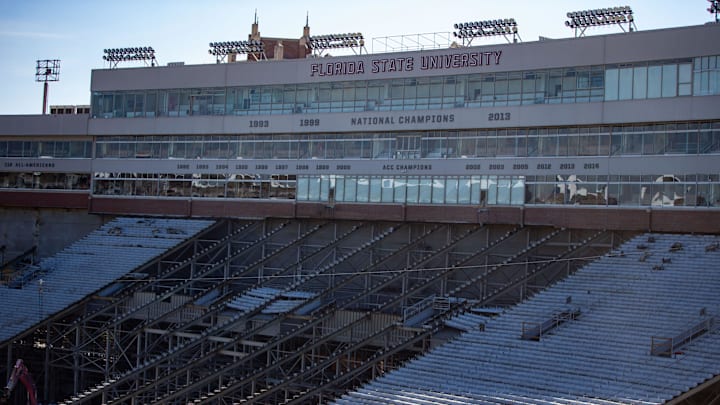 Construction on Doak Campbell Stadium is well underway as construction crews work on renovating the seating Friday, Feb. 2, 2024. Construction on Doak Campbell Stadium is well underway as construction crews work on renovating the seating Friday, Feb. 2, 2024.