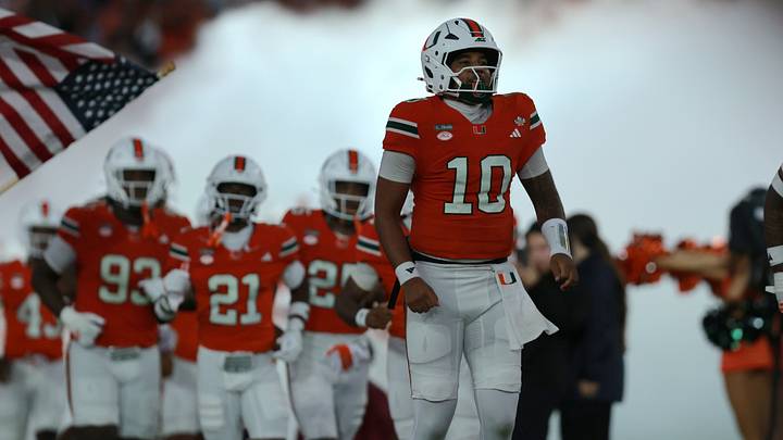 Oct 17, 2026; Miami Gardens, Florida, USA;  Miami Hurricanes quarterback Darian Mensah (10) takes the field before a game against the Florida State Seminoles at Hard Rock Stadium.  Mandatory Credit: Sam Navarro-Imagn Images