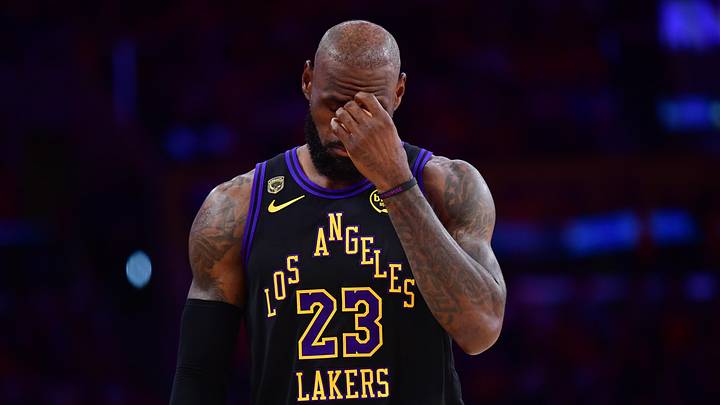 May 11, 2026; Los Angeles, California, USA; Los Angeles Lakers forward LeBron James (23) during the first half in game four of the second round of the 2026 NBA Playoffs at Crypto.com Arena. Mandatory Credit: Gary A. Vasquez-Imagn Images