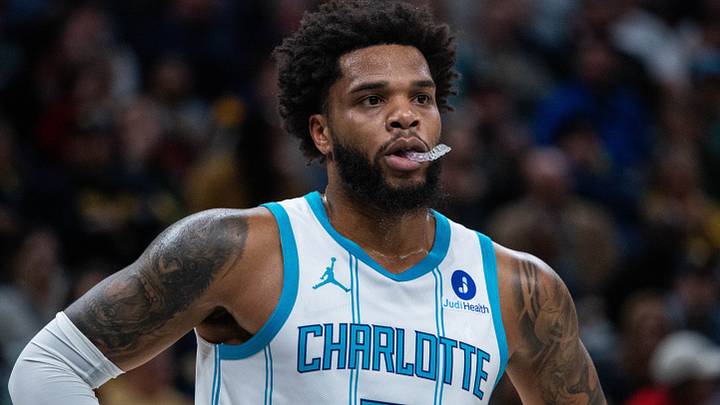 Feb 26, 2026; Indianapolis, Indiana, USA; Charlotte Hornets forward Miles Bridges (0) in the first half against the Indiana Pacers at Gainbridge Fieldhouse. Mandatory Credit: Trevor Ruszkowski-Imagn Images Feb 26, 2026; Indianapolis, Indiana, USA; Charlotte Hornets forward Miles Bridges (0) in the first half against the Indiana Pacers at Gainbridge Fieldhouse. Mandatory Credit: Trevor Ruszkowski-Imagn Images
