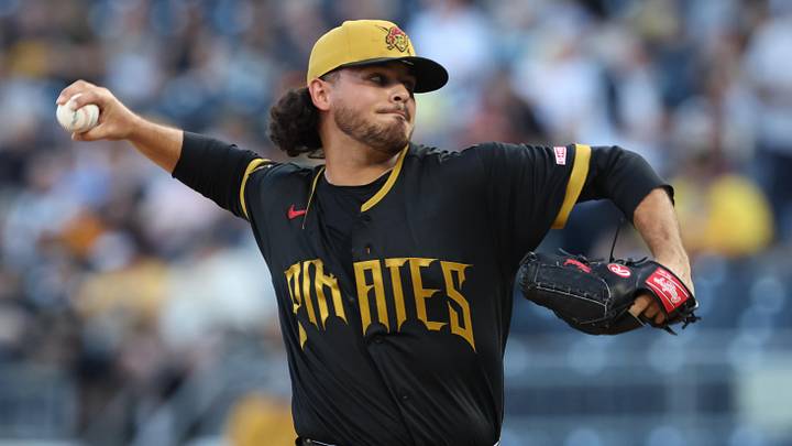 May 29, 2026; Pittsburgh, Pennsylvania, USA;  Pittsburgh Pirates starting pitcher Jared Jones (17) delivers a pitch against the Minnesota Twins during the first inning at PNC Park. Mandatory Credit: Charles LeClaire-Imagn Images