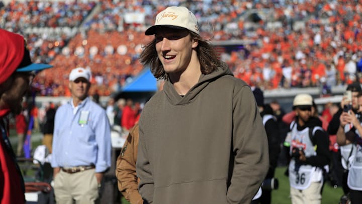 Jacksonville Jaguars quarterback Trevor Lawrence talks on the Clemson sideline during the third quarter of an NCAA football matchup in the TaxSlayer Gator Bowl Friday, Dec. 29, 2023 at EverBank Stadium in Jacksonville, Fla. The Clemson Tigers edged the Kentucky Wildcats 38-35. [Corey Perrine/Florida Times-Union]