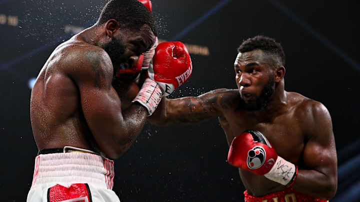 Carlos Adames lands a right hand on Terrell Gausha.