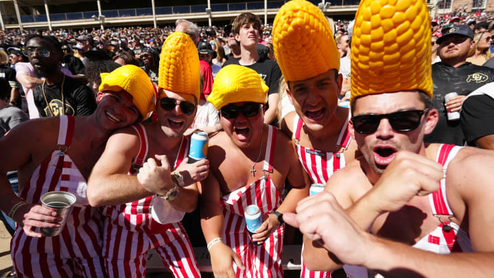 Sep 9, 2023; Boulder, Colorado, USA; Nebraska Cornhuskers fans during the second quarter against the Colorado Buffaloes at Folsom Field. Sep 9, 2023; Boulder, Colorado, USA; Nebraska Cornhuskers fans during the second quarter against the Colorado Buffaloes at Folsom Field.