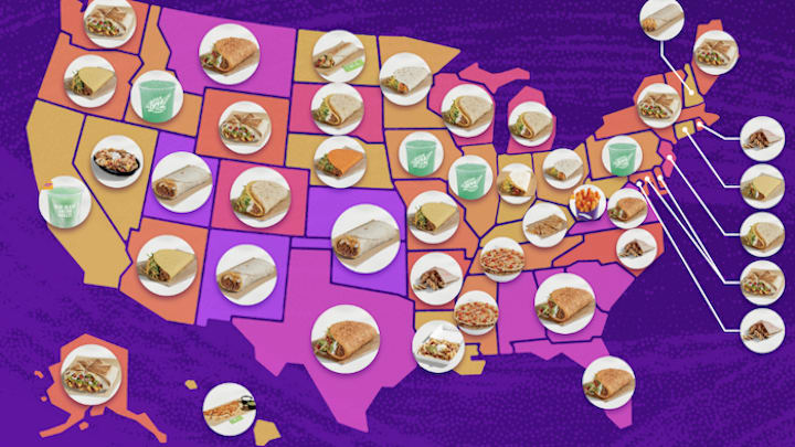 The Crunchwrap Supreme dominates the map.