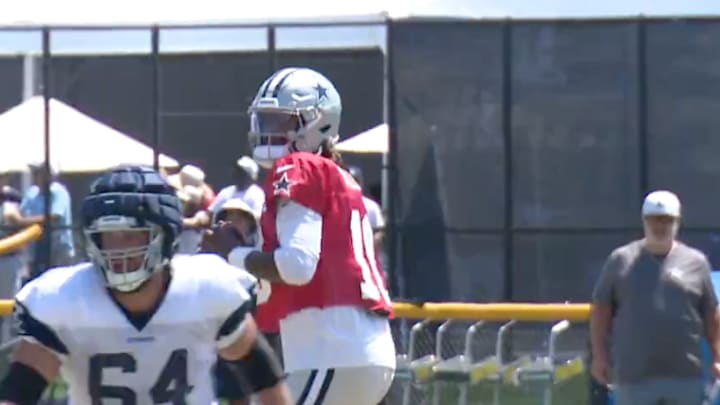 Dallas Cowboys quarterback Joe Milton showed off his incredible arm strength during training camp.
