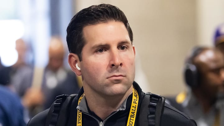 Jan 8, 2024; Houston, TX, USA; Washington Huskies tight ends coach Nick Sheridan against the Michigan Wolverines during the 2024 College Football Playoff national championship game at NRG Stadium. Mandatory Credit: Mark J. Rebilas-Imagn Images
