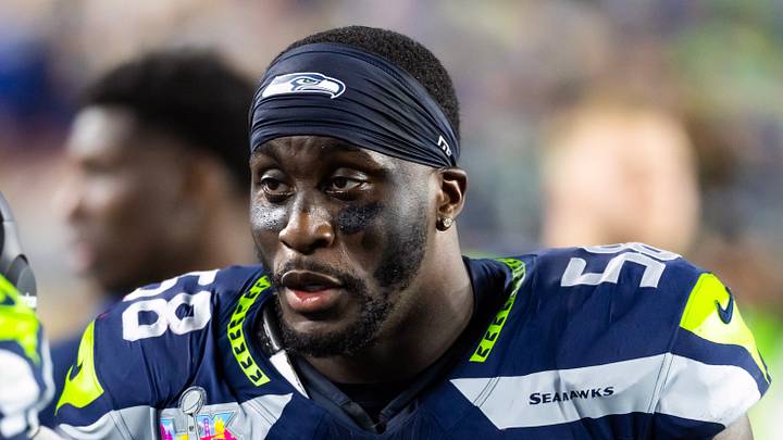 Seattle Seahawks linebacker Derick Hall against the New England Patriots during Super Bowl LX at Levi's Stadium. Seattle Seahawks linebacker Derick Hall against the New England Patriots during Super Bowl LX at Levi's Stadium.