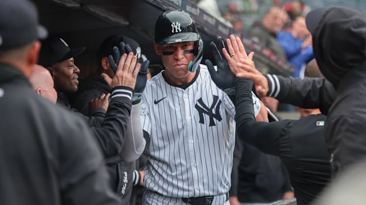 May 5, 2024; Bronx, New York, USA; New York Yankees center fielder Aaron Judge (99)