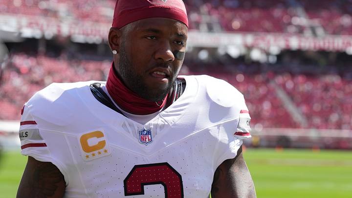 Sep 27, 2026; Santa Clara, California, USA;  Arizona Cardinals safety Budda Baker (3) practices before the game at Levi's Stadium.  Mandatory Credit: Darren Yamashita-Imagn Images