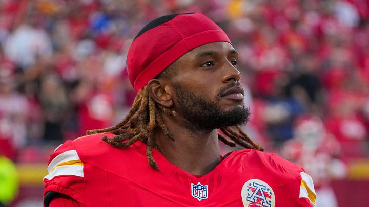 Kansas City Chiefs cornerback Kristian Fulton (8) leaves the field