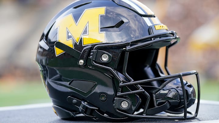 Sep 20, 2025; Columbia, Missouri, USA; A general view of a Missouri Tigers helmet against the South Carolina Gamecocks prior to a game at Faurot Field at Memorial Stadium. Mandatory Credit: Denny Medley-Imagn Images