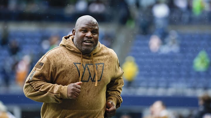 Nov 12, 2023; Seattle, Washington, USA; Washington Commanders offensive coordinator Eric Bieniemy