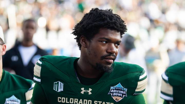Dec 28, 2024; Tucson, AZ, USA; Colorado State Rams running back Damian Henderson II (34) against the Miami (OH) RedHawks during the Snoop Dogg Arizona Bowl at Arizona Stadium. Mandatory Credit: Mark J. Rebilas-Imagn Images