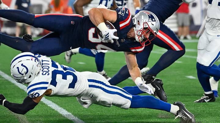 Colts safety and former Cal standout Daniel Scott tackles New England's Lan Larison for a 2-yard loss Colts safety and former Cal standout Daniel Scott tackles New England's Lan Larison for a 2-yard loss
