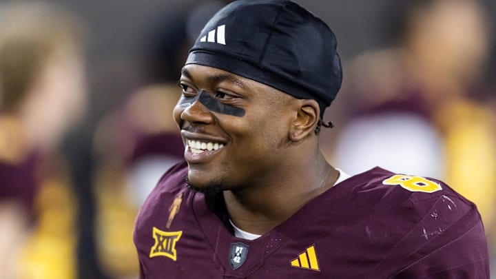 Nov 28, 2025; Tempe, Arizona, USA; Arizona State Sun Devils linebacker Jordan Crook (8) against the Arizona Wildcats during the 99th Territorial Cup at Mountain America Stadium. Mandatory Credit: Mark J. Rebilas-Imagn Images Nov 28, 2025; Tempe, Arizona, USA; Arizona State Sun Devils linebacker Jordan Crook (8) against the Arizona Wildcats during the 99th Territorial Cup at Mountain America Stadium. Mandatory Credit: Mark J. Rebilas-Imagn Images