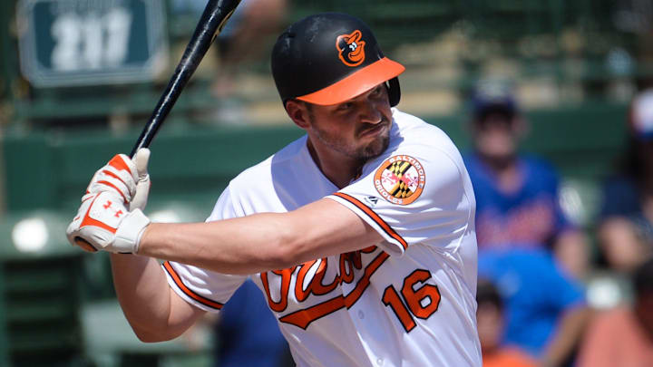 Baltimore Orioles' Trey Mancini is up to bat during Friday's spring training game against the Tampa Bay Rays in Sarasota. [HERALD-TRIBUNE STAFF PHOTO / DAN WAGNER]