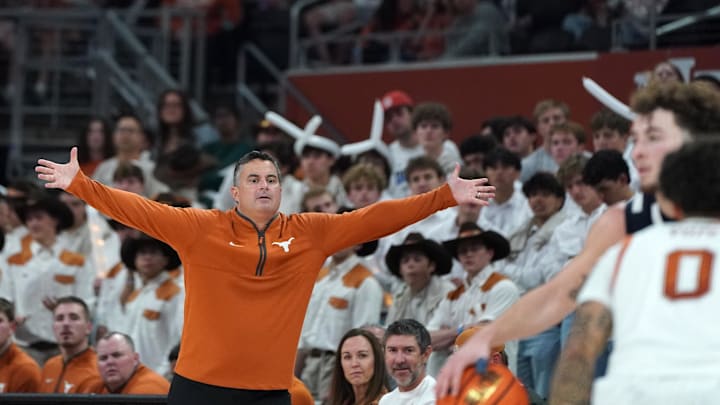Texas Longhorns head coach Sean Miller reacts during the second half against Fairleigh Dickinson at Moody Center.