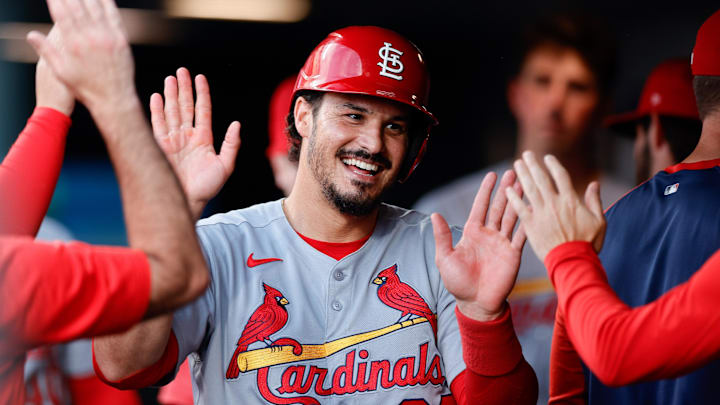 Jul 21, 2025; Denver, Colorado, USA; St. Louis Cardinals third baseman Nolan Arenado (28) celebrates in the dugout after scoring on an RBI in the fourth inning against the Colorado Rockies at Coors Field. Mandatory Credit: Isaiah J. Downing-Imagn Images Jul 21, 2025; Denver, Colorado, USA; St. Louis Cardinals third baseman Nolan Arenado (28) celebrates in the dugout after scoring on an RBI in the fourth inning against the Colorado Rockies at Coors Field. Mandatory Credit: Isaiah J. Downing-Imagn Images