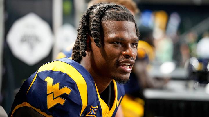 Jul 8, 2026; Frisco, TX, USA;  West Virginia wide receiver Jaden Bray speaks with reporters during Big 12 Conference Football Media Days at The Star. Mandatory Credit: Raymond Carlin III-Imagn Images