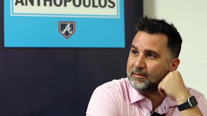 Feb 15, 2024; Tampa, FL, USA; Atlanta Braves general manager and president of baseball operations