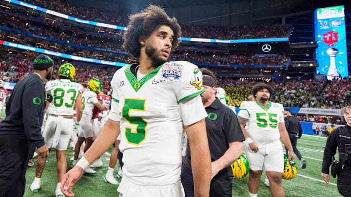 Dante Moore threw for 30 touchdowns and 10 interceptions in 15 games for Oregon this season.