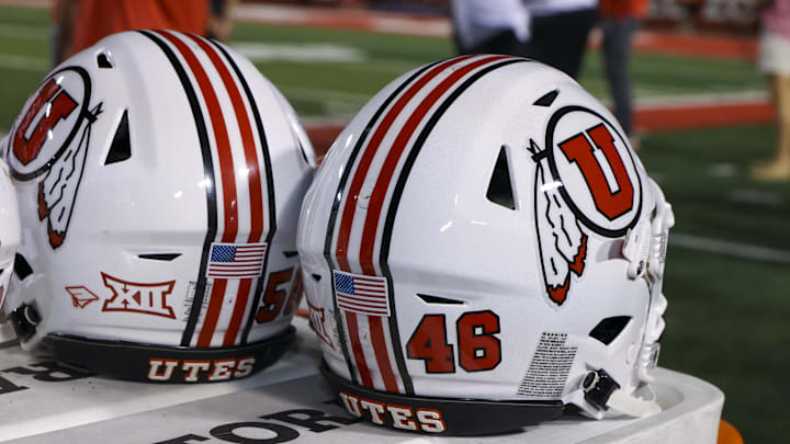 A general view of the helmet worn by the Utah Utes. 