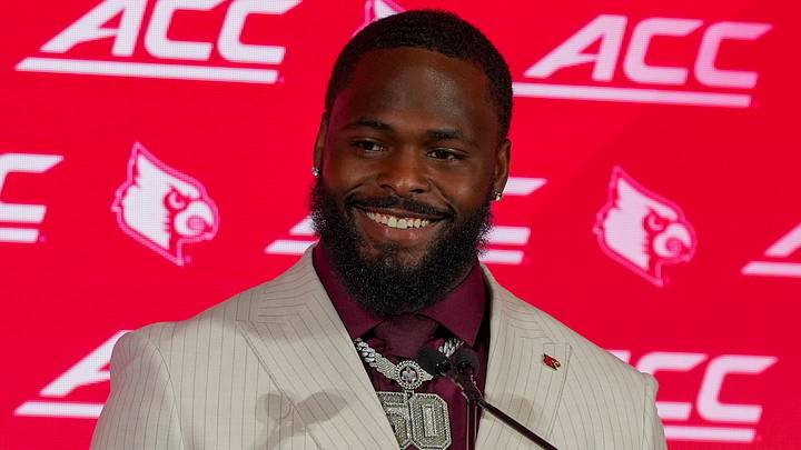 Jul 16, 2026; Charlotte, NC, USA; Louisville defensive lineman Clev Lubin speaks to the media during Media Day at Hilton Charlotte Uptown. Mandatory Credit: Jim Dedmon-Imagn Images Jul 16, 2026; Charlotte, NC, USA; Louisville defensive lineman Clev Lubin speaks to the media during Media Day at Hilton Charlotte Uptown. Mandatory Credit: Jim Dedmon-Imagn Images