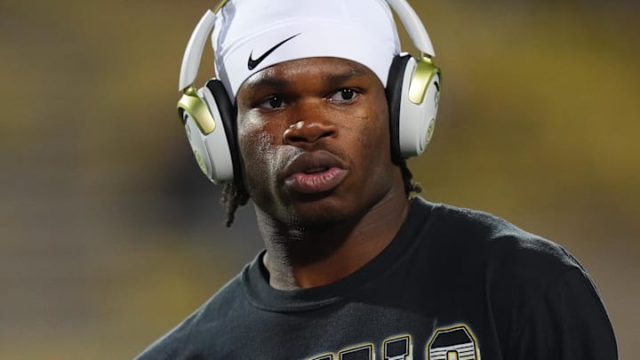 Colorado Buffaloes wide receiver Travis Hunter (12) before the game against the Cincinnati Bearcats at Folsom Field. Colorado Buffaloes wide receiver Travis Hunter (12) before the game against the Cincinnati Bearcats at Folsom Field.