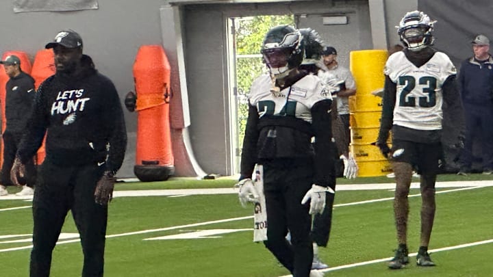 Eagles S Sydney Brown at an OTA practice on May 28, 2025. Eagles S Sydney Brown at an OTA practice on May 28, 2025.