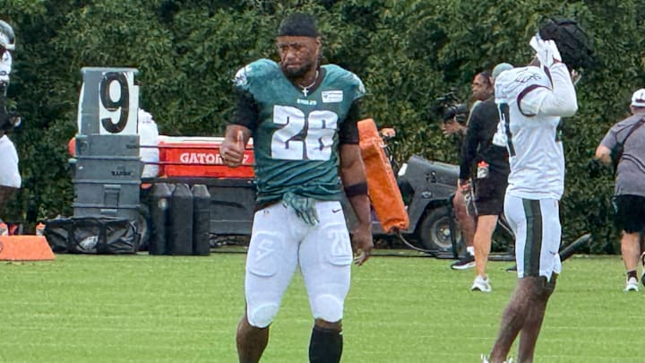 Running Back Saquon Barkley gets his work in during training camp. Running Back Saquon Barkley gets his work in during training camp.