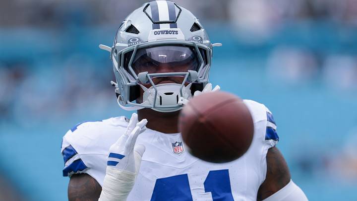 Dallas Cowboys defensive end Donovan Ezeiruaku warms up before the game against the Carolina Panthers. Dallas Cowboys defensive end Donovan Ezeiruaku warms up before the game against the Carolina Panthers.