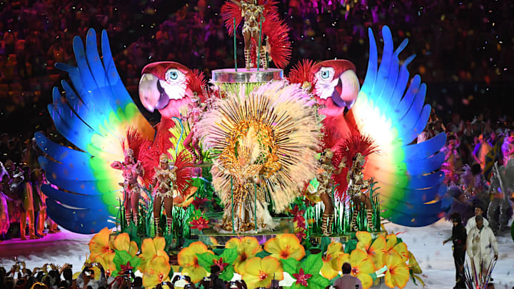 Aug 21, 2016; Rio de Janeiro, BRAZIL; Olympic flag is lowered during the closing ceremonies for the