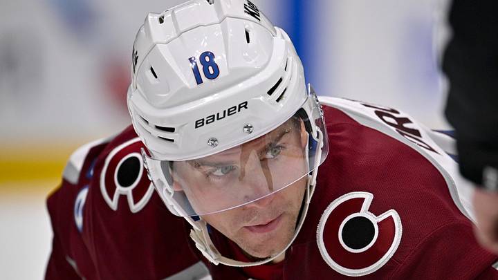 Mar 6, 2026; Dallas, Texas, USA; Colorado Avalanche center Jack Drury (18) looks on during the game between the Stars and the Avalanche at American Airlines Center. Mandatory Credit: Jerome Miron-Imagn Images