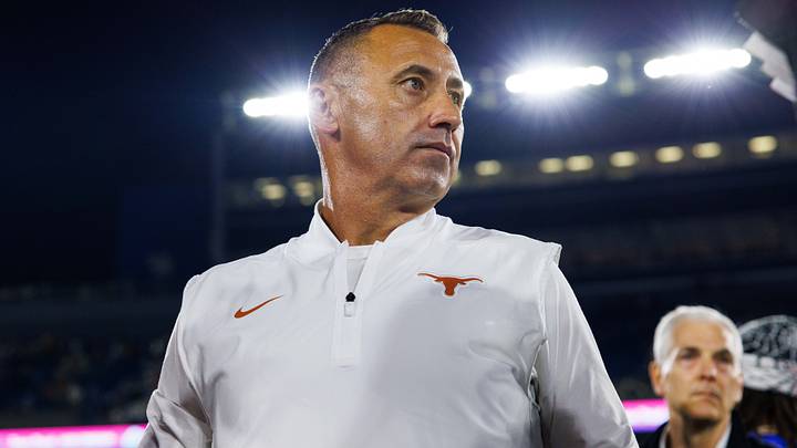 Texas Longhorns head coach Steve Sarkisian is interviewed by the media after the game. Texas Longhorns head coach Steve Sarkisian is interviewed by the media after the game.
