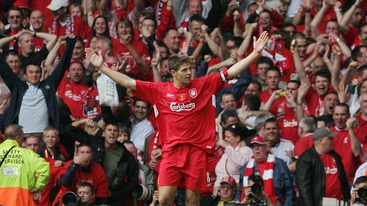 Liverpool's Steven Gerrard celebrates af