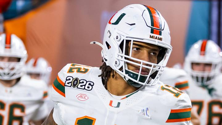 Jan 19, 2026; Miami Gardens, FL, USA; Miami Hurricanes defensive lineman Marquise Lightfoot (12) against the Indiana Hoosiers during the College Football Playoff National Championship game at Hard Rock Stadium. Mandatory Credit: Mark J. Rebilas-Imagn Images