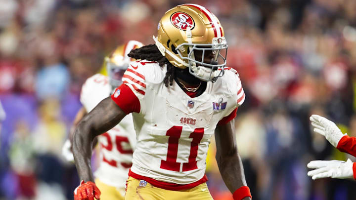 Feb 11, 2024; Paradise, Nevada, USA; San Francisco 49ers wide receiver Brandon Aiyuk (11) against