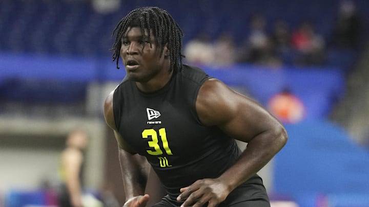Feb 26, 2026; Indianapolis, IN, USA; Texas Tech defensive lineman David Bailey (DL31) during the NFL Scouting Combine at Lucas Oil Stadium. Mandatory Credit: Kirby Lee-Imagn Images Feb 26, 2026; Indianapolis, IN, USA; Texas Tech defensive lineman David Bailey (DL31) during the NFL Scouting Combine at Lucas Oil Stadium. Mandatory Credit: Kirby Lee-Imagn Images