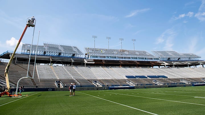Construction work continues at Penn State football's Beaver Stadium.  