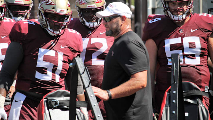 Offensive line coach Randy Clements at FSU football practice on Aug. 4, 2019.
Img 2801 Offensive line coach Randy Clements at FSU football practice on Aug. 4, 2019.
Img 2801