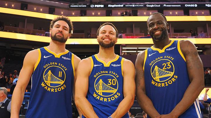 Klay Thompson, Stephen Curry and Draymond Green